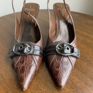 BCBG BCBGirls Black Leather Buckle Heels Shoes Sandals Sz 8.5 - Super Cute